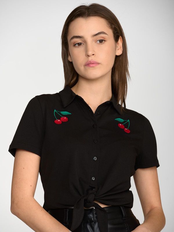 Nastrovje Potsdam Pussy Deluxe Classic Black Damen Kurzarmbluse Schwarz