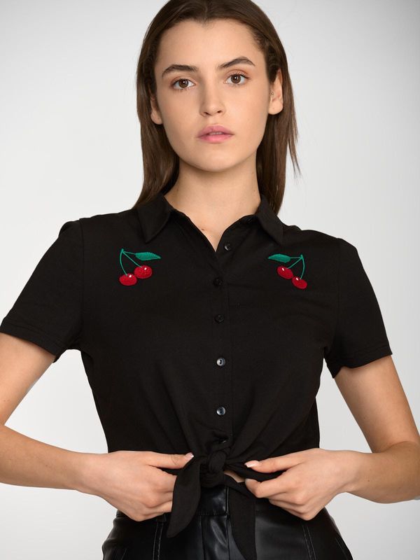 Nastrovje Potsdam Pussy Deluxe Classic Black Damen Kurzarmbluse Schwarz