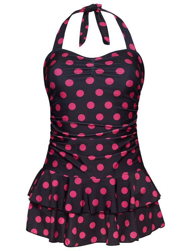 Nastrovje Potsdam Pussy Deluxe Classic Pink Dotties Damen Badeanzug schwarz allover
