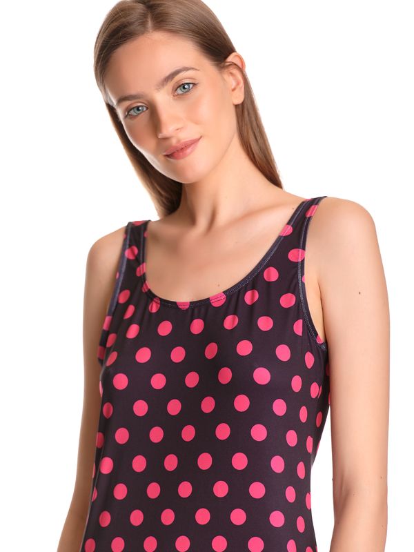Nastrovje Potsdam Pussy Deluxe Classic Pink Dotties Damen Strandkleid Schwarz Allover