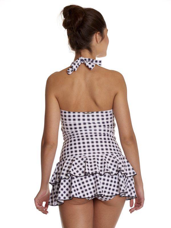 Nastrovje Potsdam Pussy Deluxe Collar Plaid Damen Badeanzug Schwarz/weiß