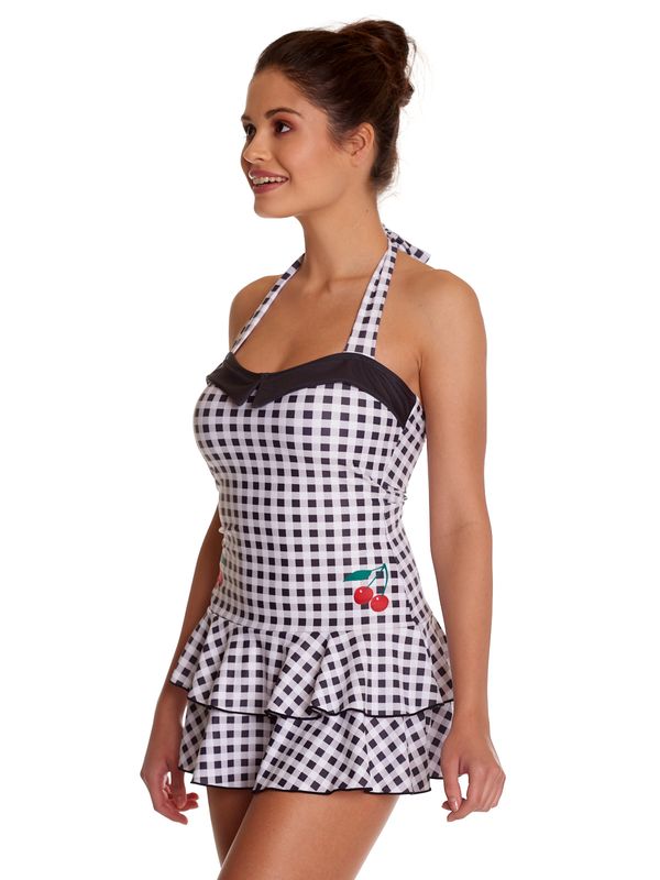 Nastrovje Potsdam Pussy Deluxe Collar Plaid Damen Badeanzug Schwarz/weiß