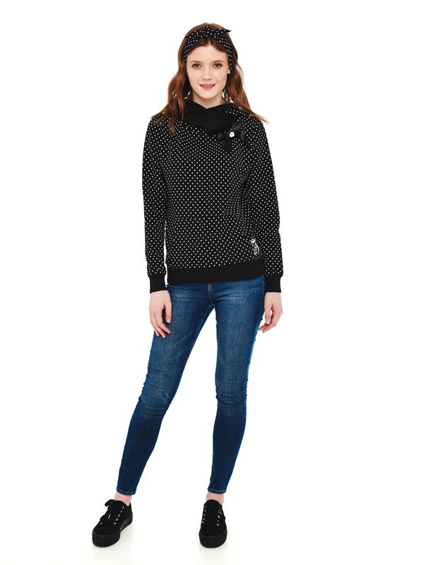 Nastrovje Potsdam Pussy Deluxe Dots Shawl Damen Schalkragenpullover Schwarz