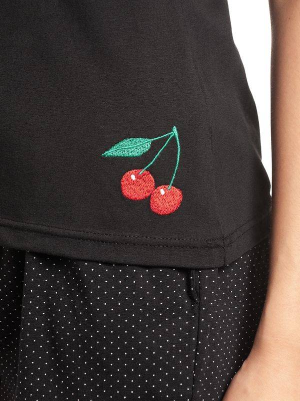 Nastrovje Potsdam Pussy Deluxe Dotties Damen Pyjama Schwarz Allover