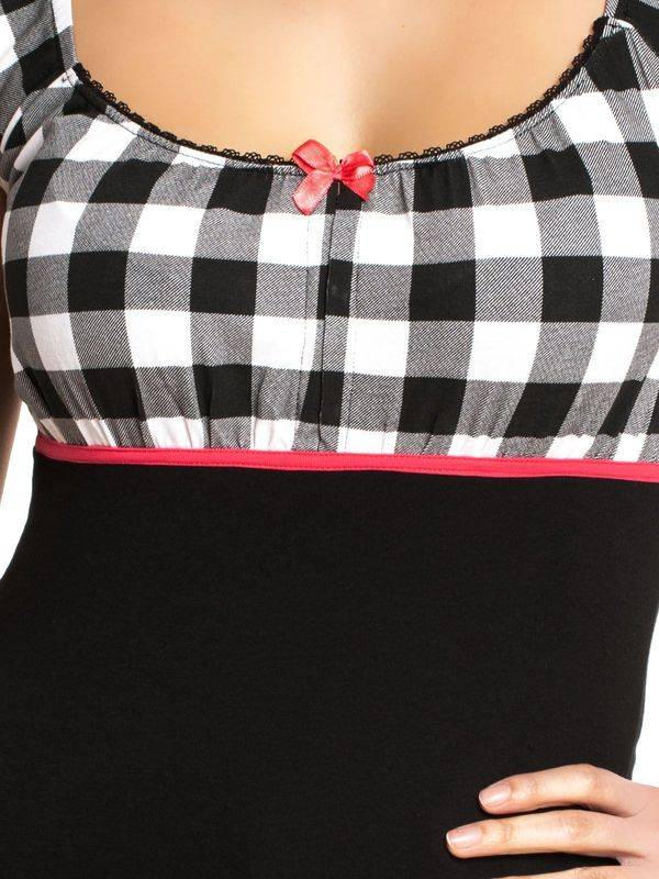 Nastrovje Potsdam Pussy Deluxe Evie Plaid Damen T-Shirt Schwarz/weiß