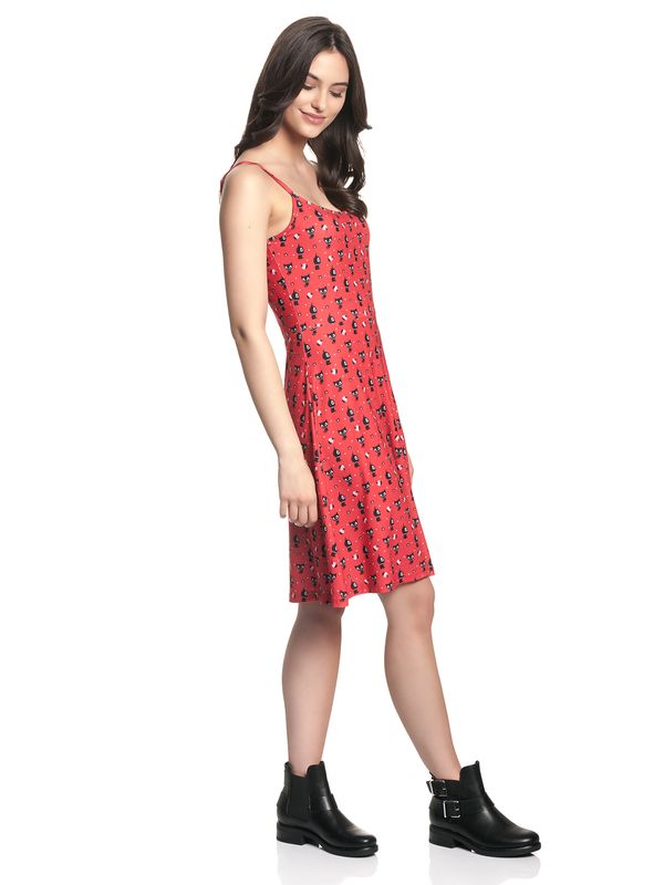 Nastrovje Potsdam Pussy Deluxe Kitty Cupcake Love Damen A-Linien-Kleid Rot Allover