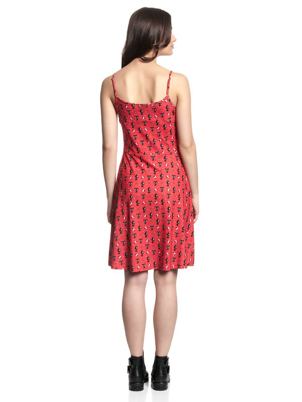Nastrovje Potsdam Pussy Deluxe Kitty Cupcake Love Damen A-Linien-Kleid Rot Allover