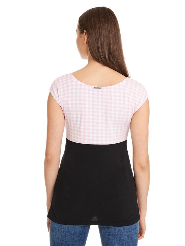 Nastrovje Potsdam Pussy Deluxe Lightpink Plaid Evie Damen T-Shirt Schwarz/lightpink