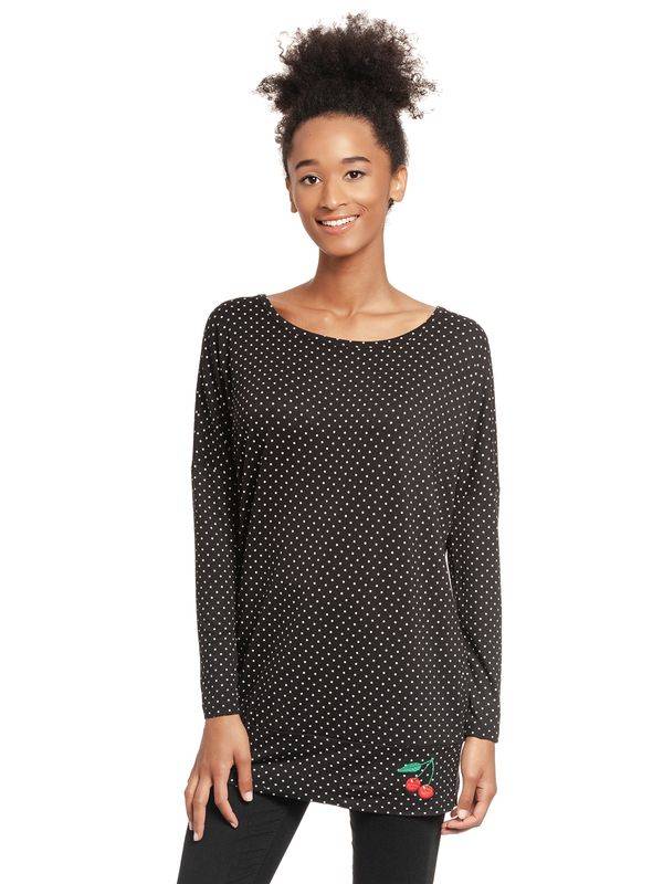 Nastrovje Potsdam Pussy Deluxe Little Dots Damen Langarmshirt Schwarz Allover