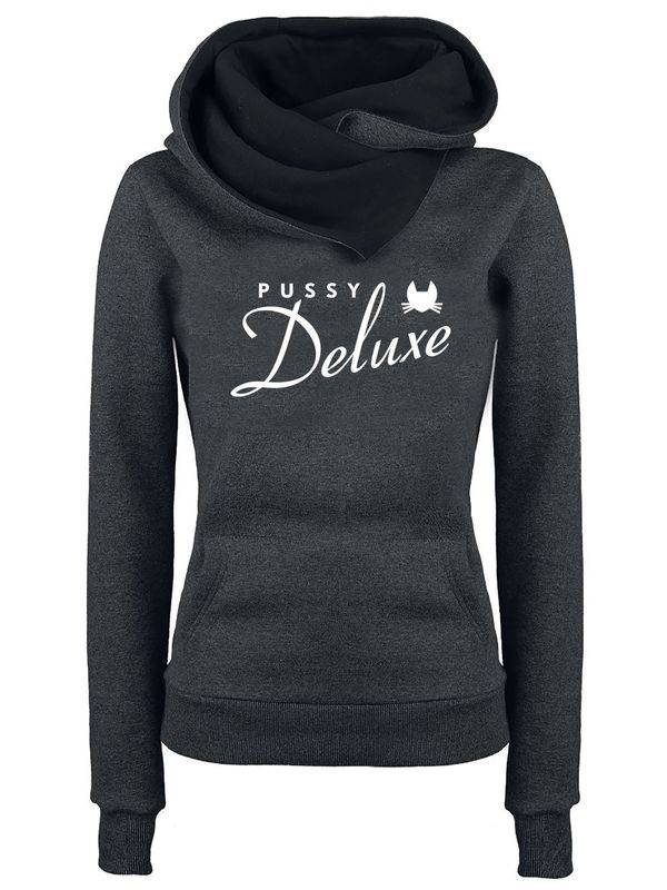 Nastrovje Potsdam Pussy Deluxe Logo Damen Schalkragenpullover grau/schwarz