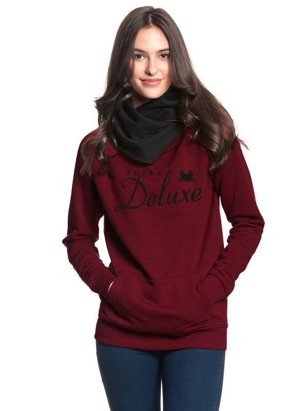 Nastrovje Potsdam Pussy Deluxe Logo Damen Schalkragenpullover Rot/schwarz