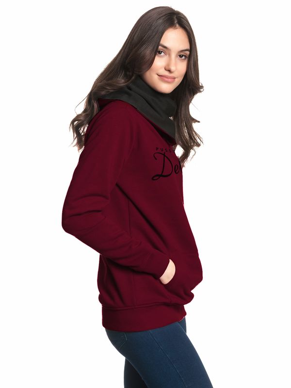 Nastrovje Potsdam Pussy Deluxe Logo Damen Schalkragenpullover Rot/schwarz