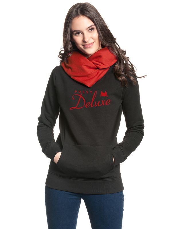 Nastrovje Potsdam Pussy Deluxe Logo Damen Schalkragenpullover Schwarz/rot