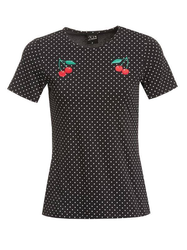 Nastrovje Potsdam Pussy Deluxe Mini Dots Basic Damen T-Shirt schwarz allover