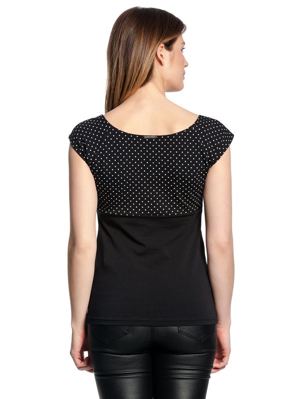 Nastrovje Potsdam Pussy Deluxe Mini Dots Evie Damen T-Shirt Schwarz Allover