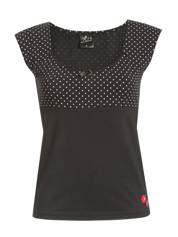 Nastrovje Potsdam Pussy Deluxe Mini Dots Evie Damen T-Shirt schwarz allover