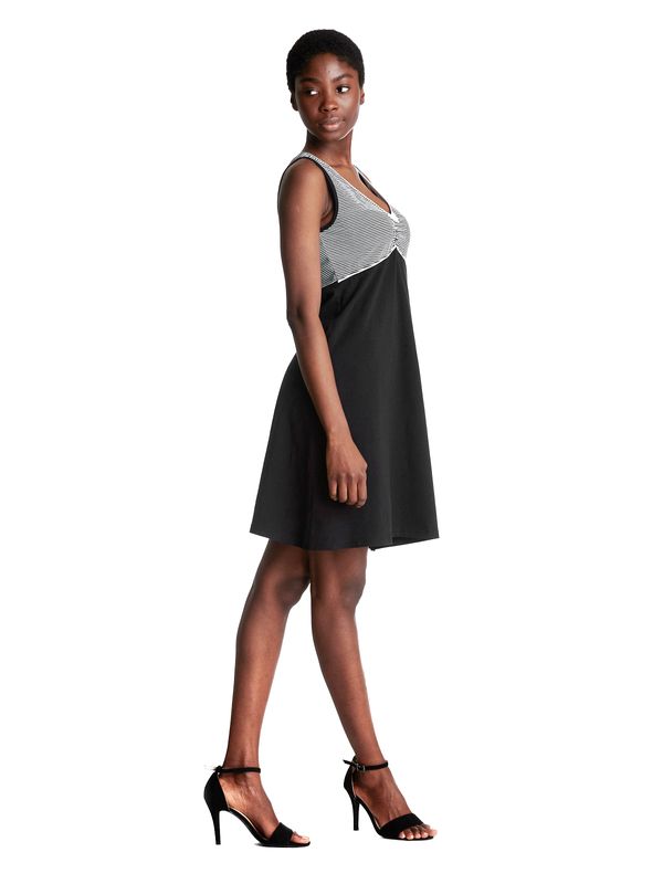 Nastrovje Potsdam Pussy Deluxe Mini Stripes Damen A-Linien-Kleid Schwarz Allover