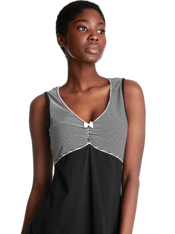 Nastrovje Potsdam Pussy Deluxe Mini Stripes Damen A-Linien-Kleid Schwarz Allover