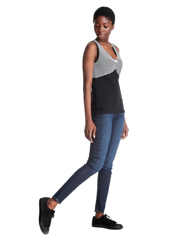 Nastrovje Potsdam Pussy Deluxe Mini Stripes Damen Tanktop Schwarz Allover