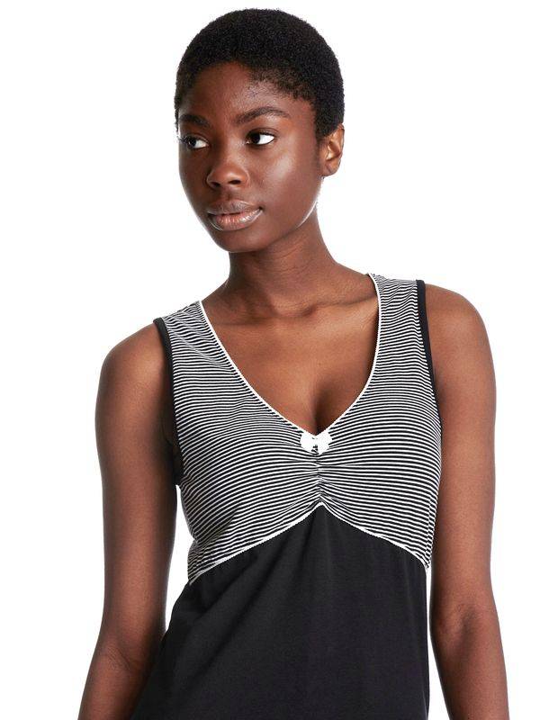 Nastrovje Potsdam Pussy Deluxe Mini Stripes Damen Tanktop Schwarz Allover