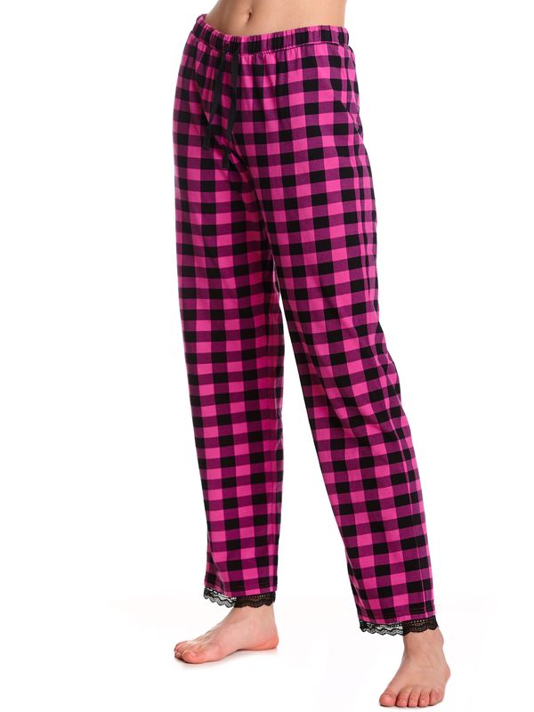 Nastrovje Potsdam Pussy Deluxe Pink Checkered Damen Schlafhose Schwarz/lightpink