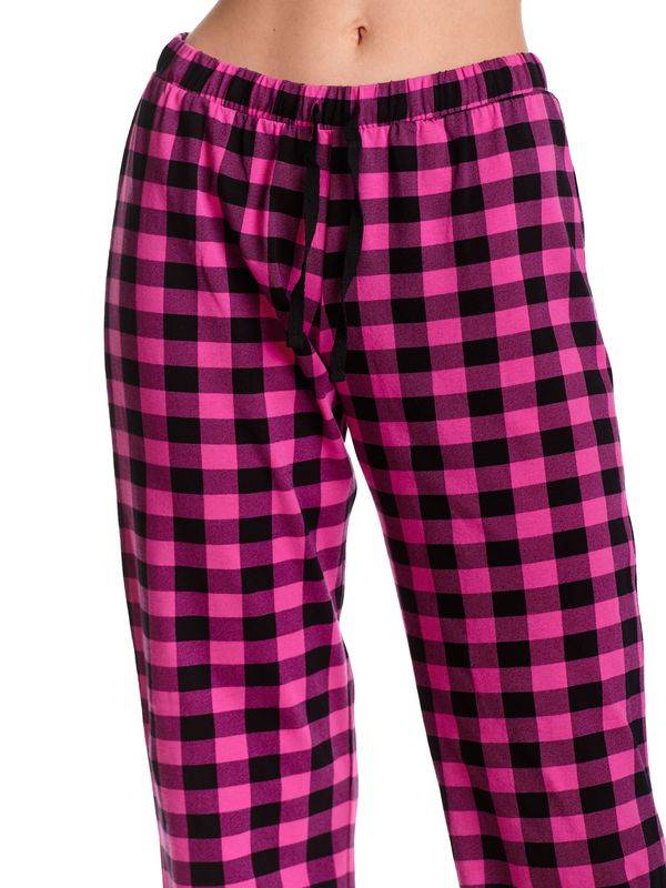 Nastrovje Potsdam Pussy Deluxe Pink Checkered Damen Schlafhose Schwarz/lightpink