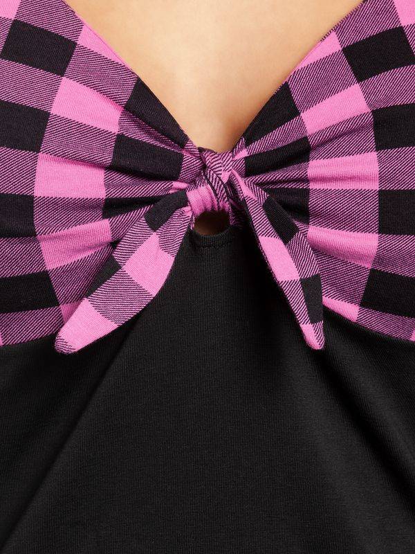 Nastrovje Potsdam Pussy Deluxe Pink Checkered Damen T-Shirt Schwarz/lightpink