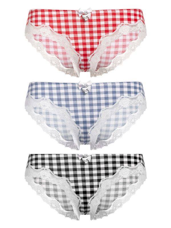 Nastrovje Potsdam Pussy Deluxe Plaid 3er Set Damen Panty-Set mehrfarbig