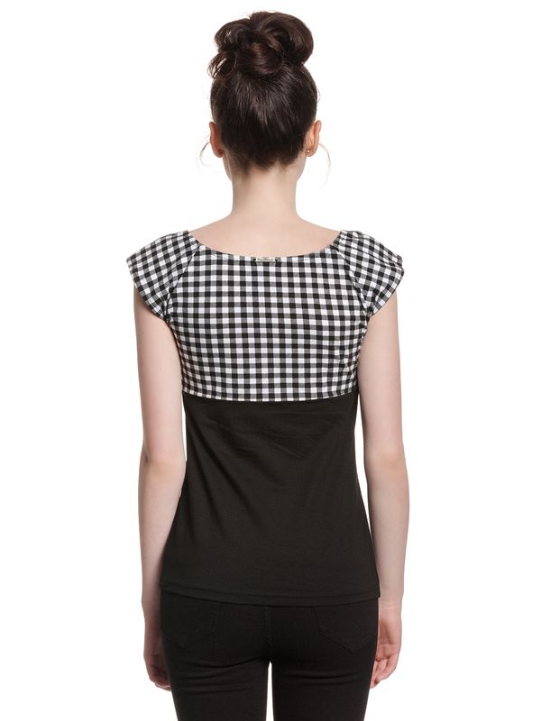 Nastrovje Potsdam Pussy Deluxe Plaid Evie Damen T-Shirt Schwarz/weiß