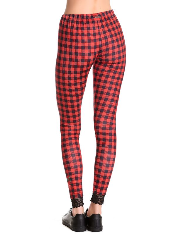 Nastrovje Potsdam Pussy Deluxe Red Checkered Damen Leggings Rot Allover