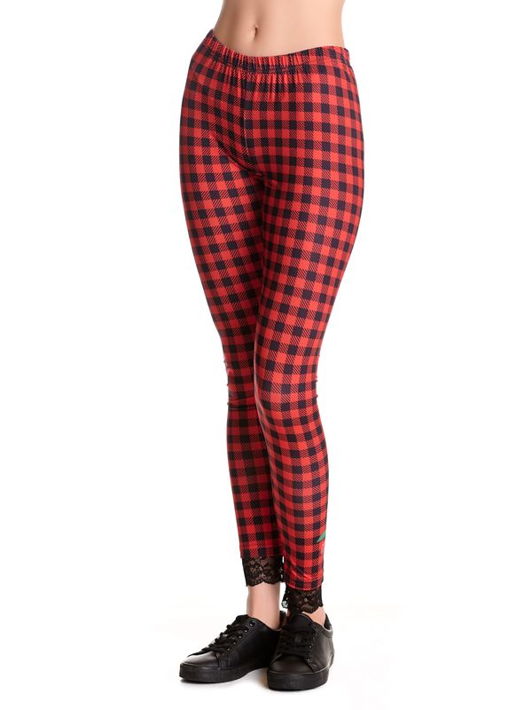 Nastrovje Potsdam Pussy Deluxe Red Checkered Damen Leggings Rot Allover