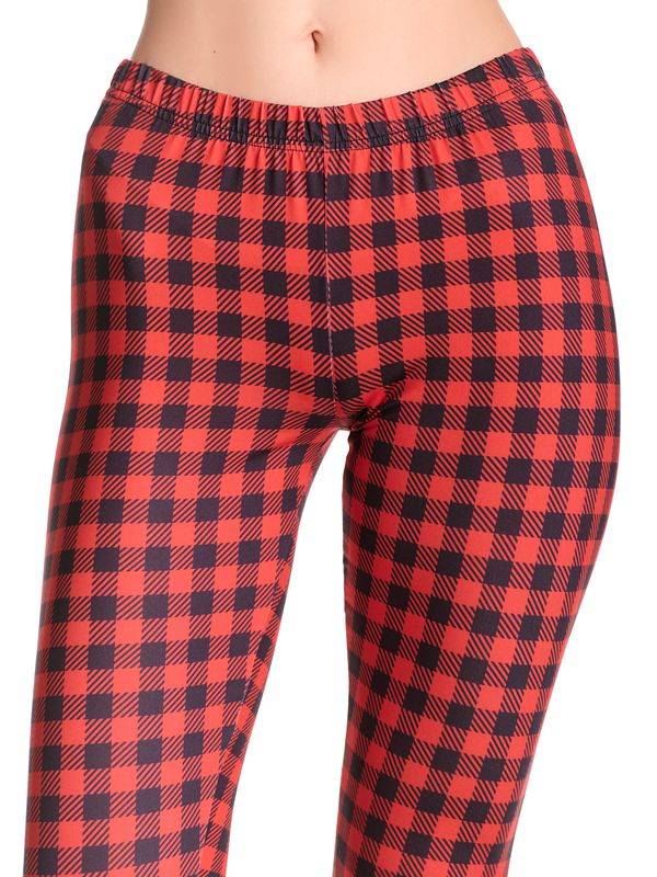 Nastrovje Potsdam Pussy Deluxe Red Checkered Damen Leggings Rot Allover