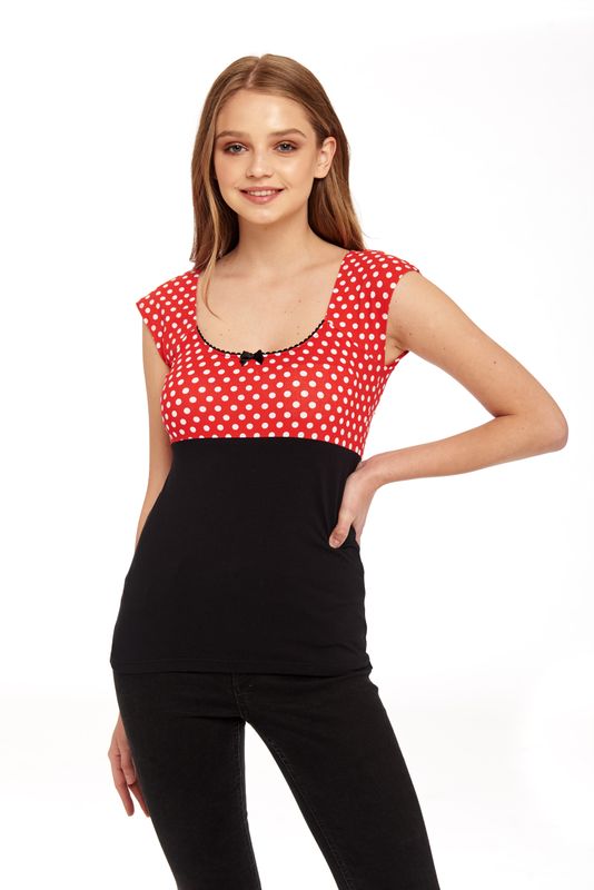 Nastrovje Potsdam Pussy Deluxe Red Dots Basic Shirt Schwarz / Rot Allover