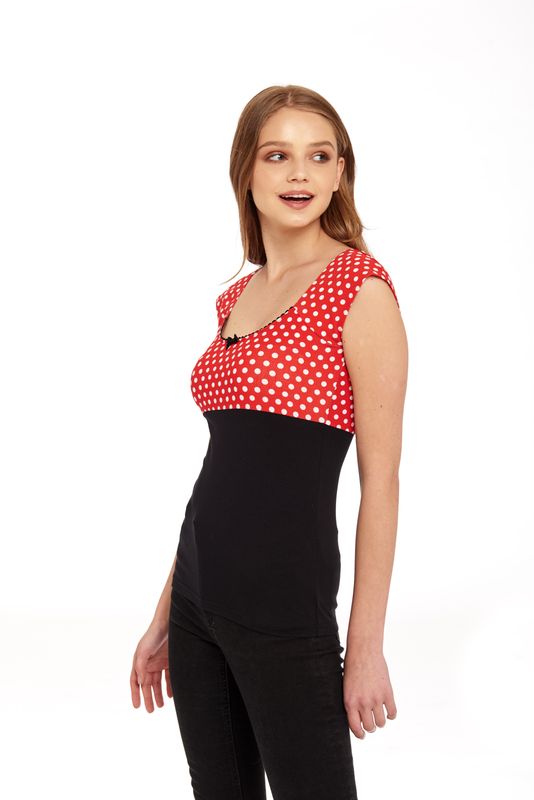 Nastrovje Potsdam Pussy Deluxe Red Dots Basic Shirt Schwarz / Rot Allover