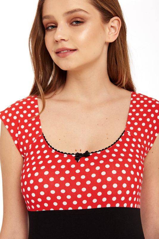 Nastrovje Potsdam Pussy Deluxe Red Dots Basic Shirt Schwarz / Rot Allover