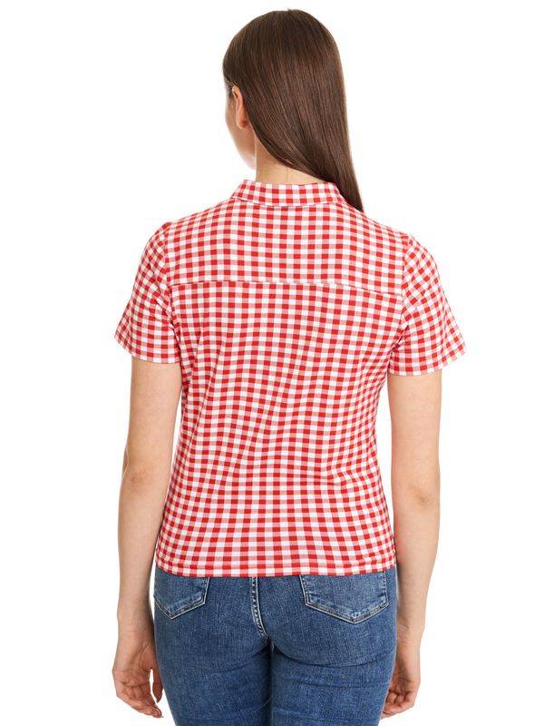 Nastrovje Potsdam Pussy Deluxe Red Plaid Damen Kurzarmbluse Rot Allover