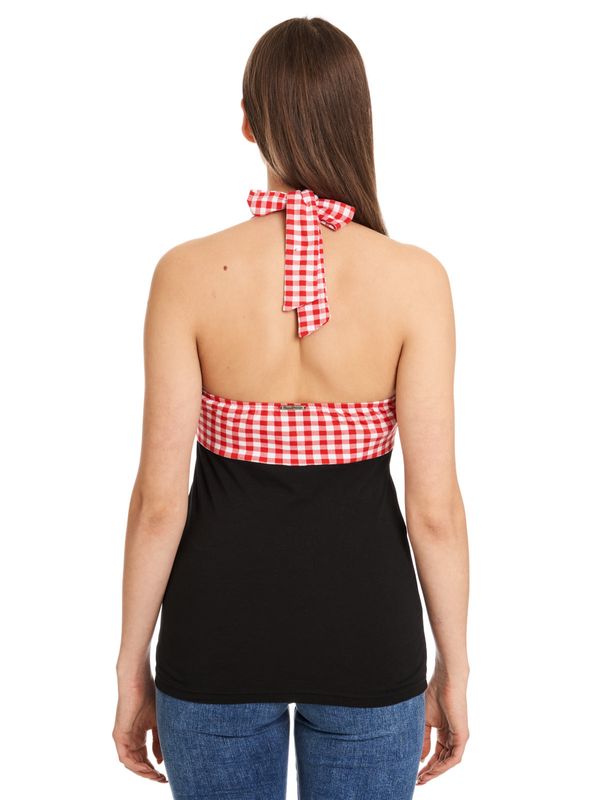 Nastrovje Potsdam Pussy Deluxe Red Plaid Damen Neckholdertop Schwarz/rot