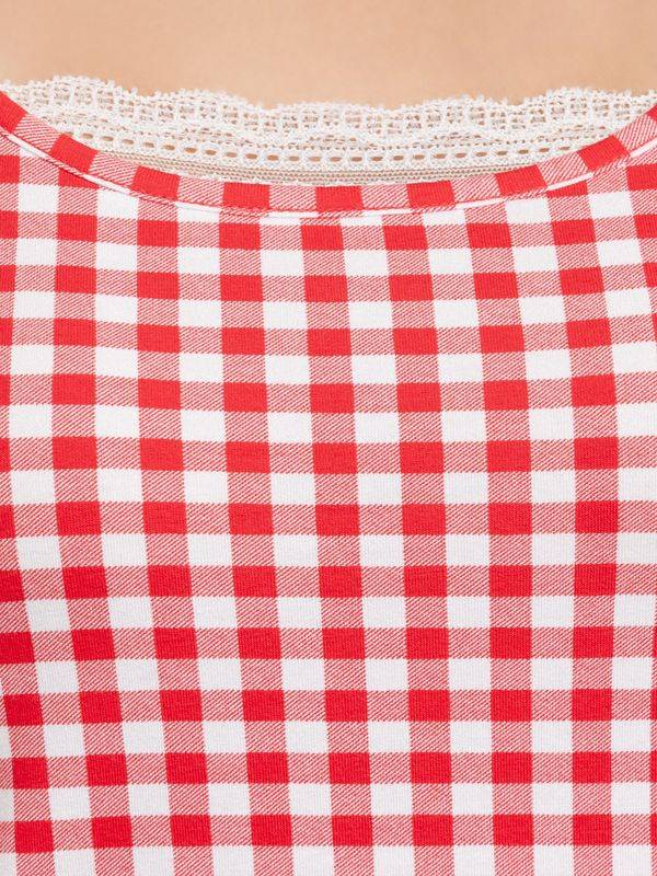 Nastrovje Potsdam Pussy Deluxe Red Plaid Damen Pyjama Rot Allover