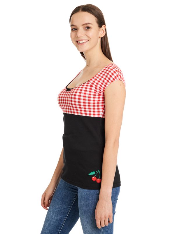 Nastrovje Potsdam Pussy Deluxe Red Plaid Evie Damen T-Shirt Schwarz/rot