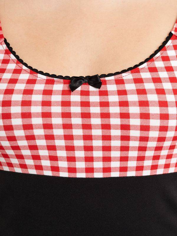 Nastrovje Potsdam Pussy Deluxe Red Plaid Evie Damen T-Shirt Schwarz/rot