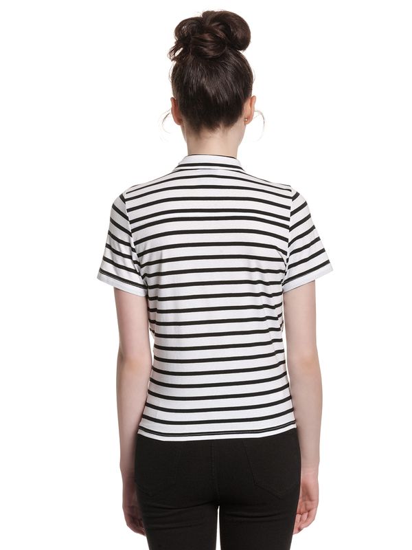 Nastrovje Potsdam Pussy Deluxe Revival Stripes Short Damen Kurzarmbluse Schwarz/weiß
