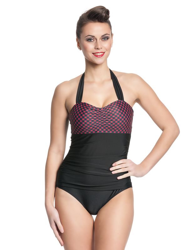 Nastrovje Potsdam Pussy Deluxe Roxy Checkered Damen Badeanzug Schwarz Allover