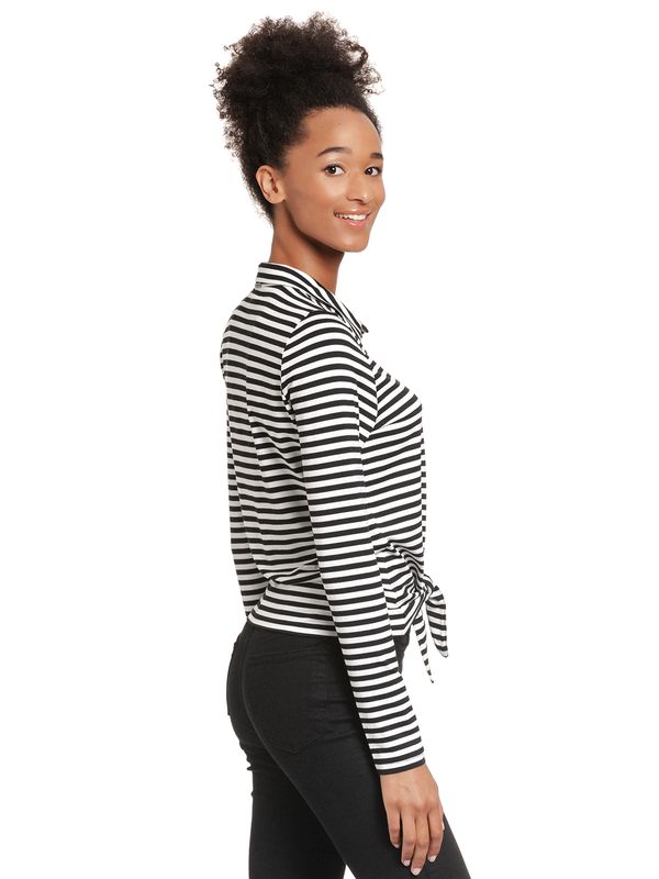 Nastrovje Potsdam Pussy Deluxe Stripes Damen Langarmbluse Schwarz/weiß