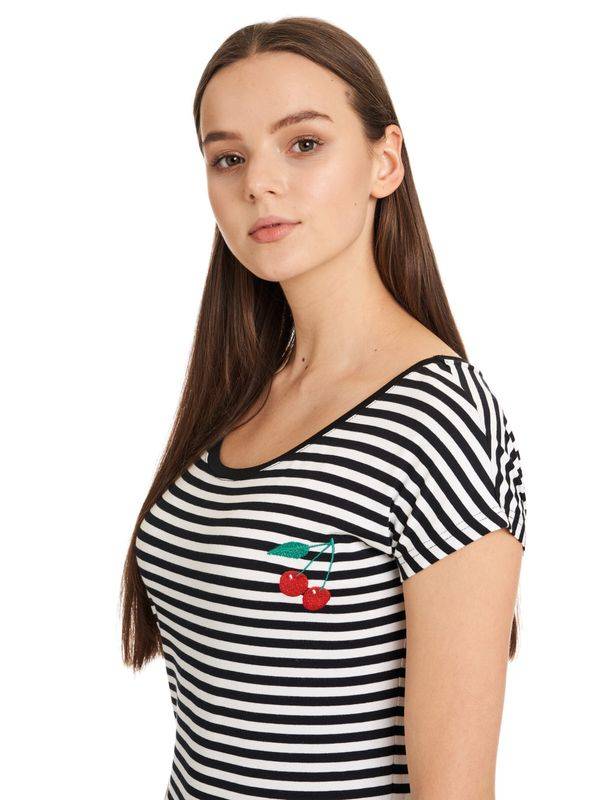 Nastrovje Potsdam Pussy Deluxe Stripes Loose Damen Loose-Shirt Schwarz/weiß