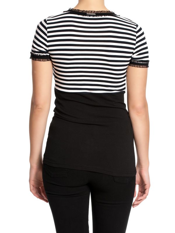 Nastrovje Potsdam Pussy Deluxe Stripey Black/white On Black Damen T-Shirt Schwarz/weiß