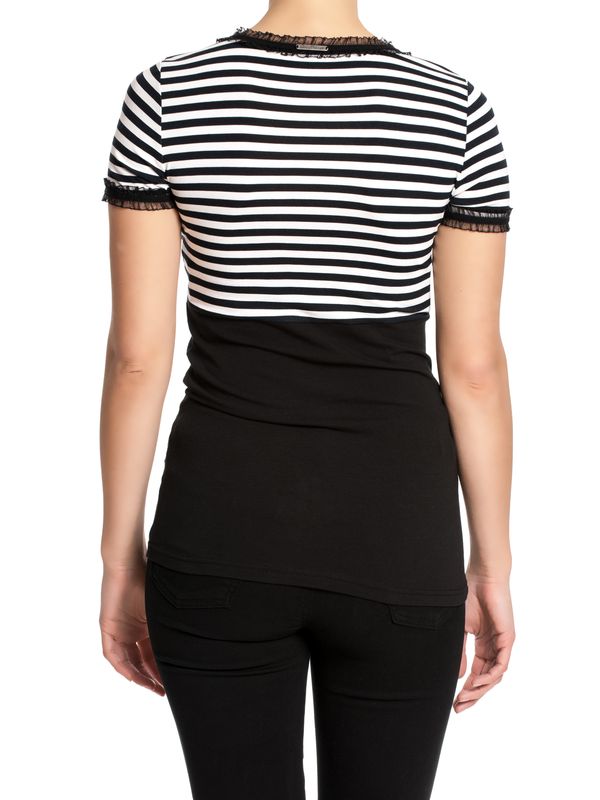 Nastrovje Potsdam Pussy Deluxe Stripey Black/white On Black Damen T-Shirt Schwarz/weiß