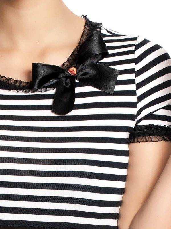 Nastrovje Potsdam Pussy Deluxe Stripey Black/white On Black Damen T-Shirt Schwarz/weiß