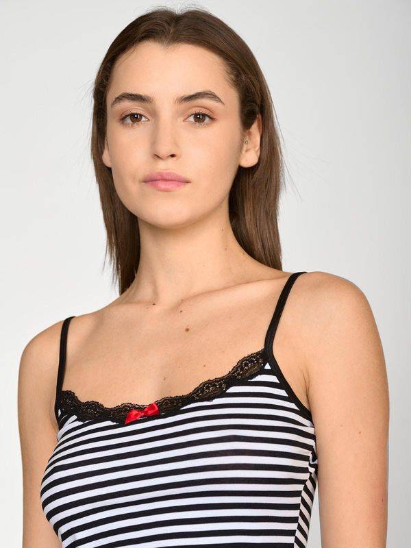 Nastrovje Potsdam Pussy Deluxe Stripey Classic Top Female Schwarz/weiß