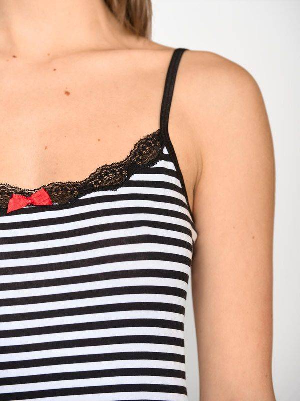 Nastrovje Potsdam Pussy Deluxe Stripey Classic Top Female Schwarz/weiß