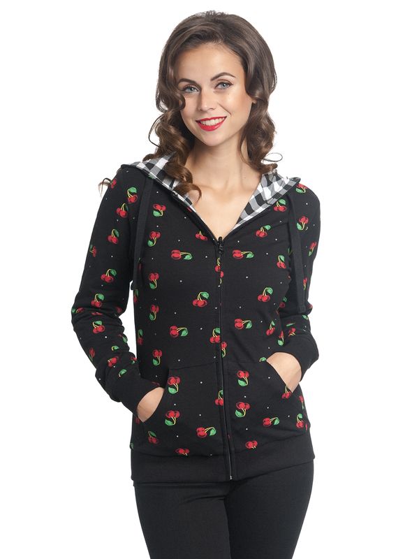 Nastrovje Potsdam Pussy Deluxe Vichy & Cherries Wendejacke Schwarz Allover